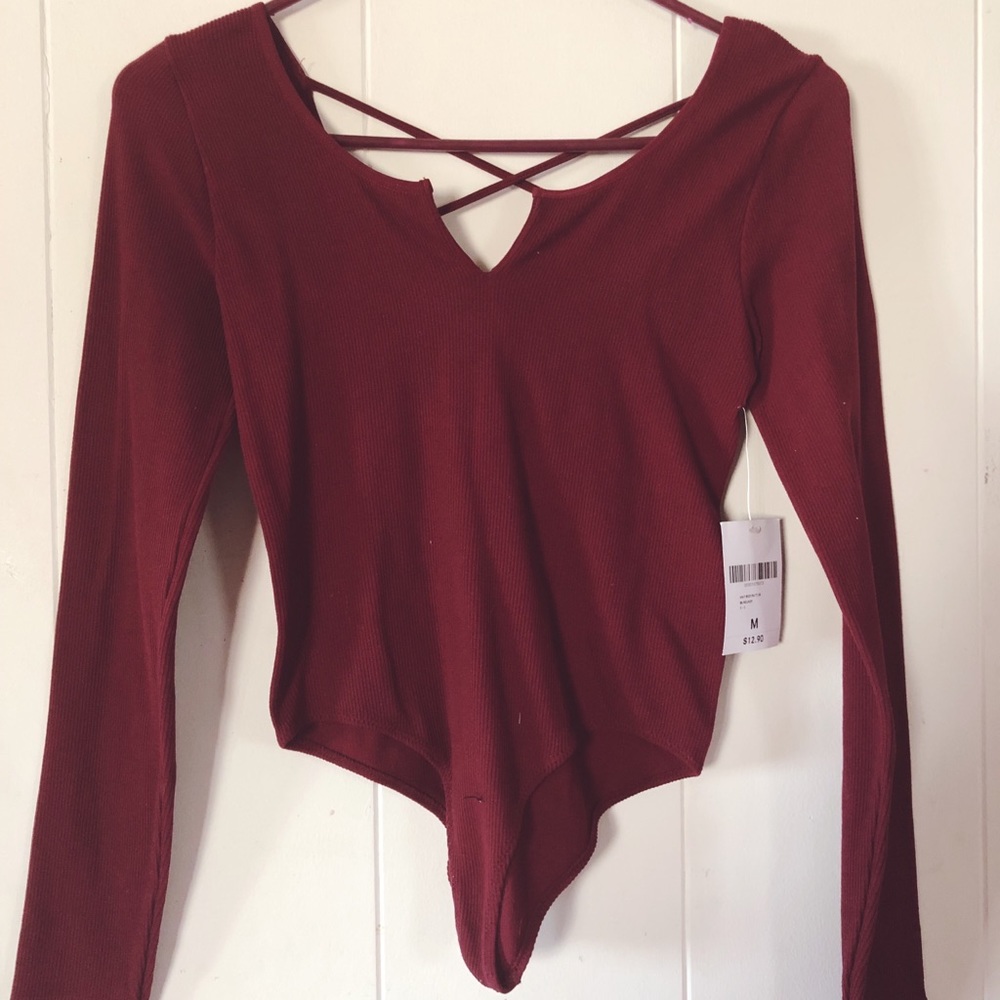 Forever 21 maroon long sleeve body suit